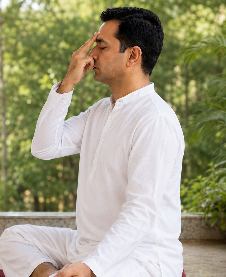 Ashish Anant practising Nadi Shodhana